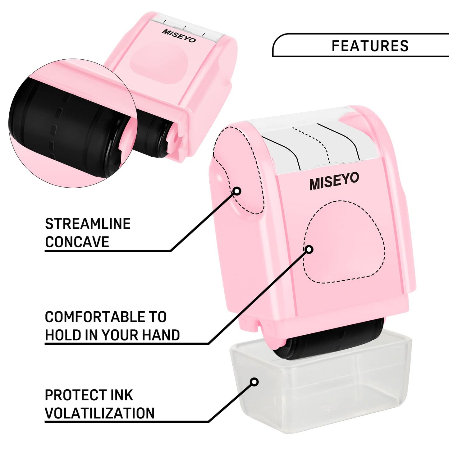 Miseyo Dashed Handwriting Lines Practice Roller Stamp,Self-Inking Line Rolling Stamps for Kids Writing - Pink