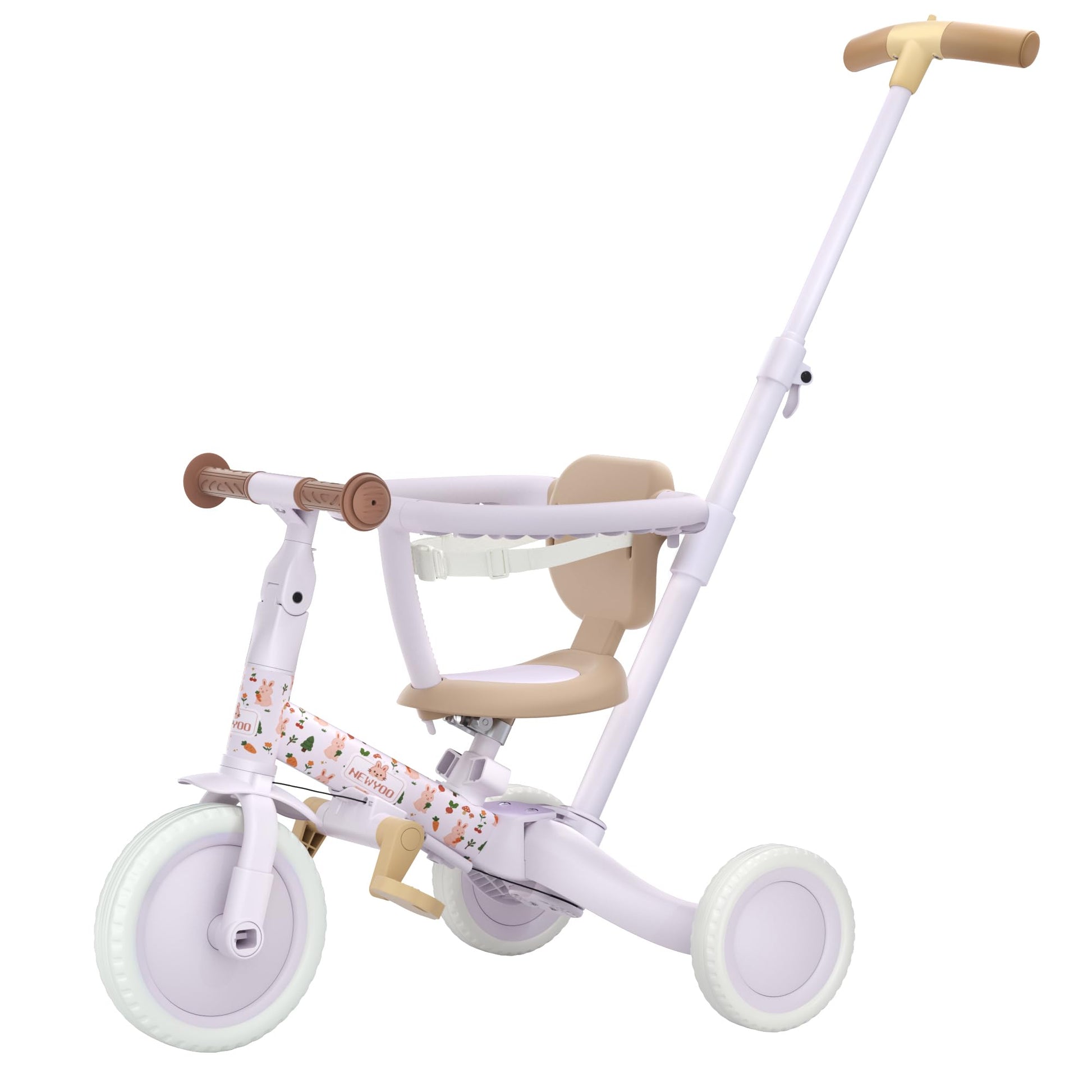 Newyoo Lume Tr008 Tricycle For Toddlers 1-3, 5-In-1 Push Bike With Parent Handle & Safety Guard, Convertible Balance Bike, Ideal