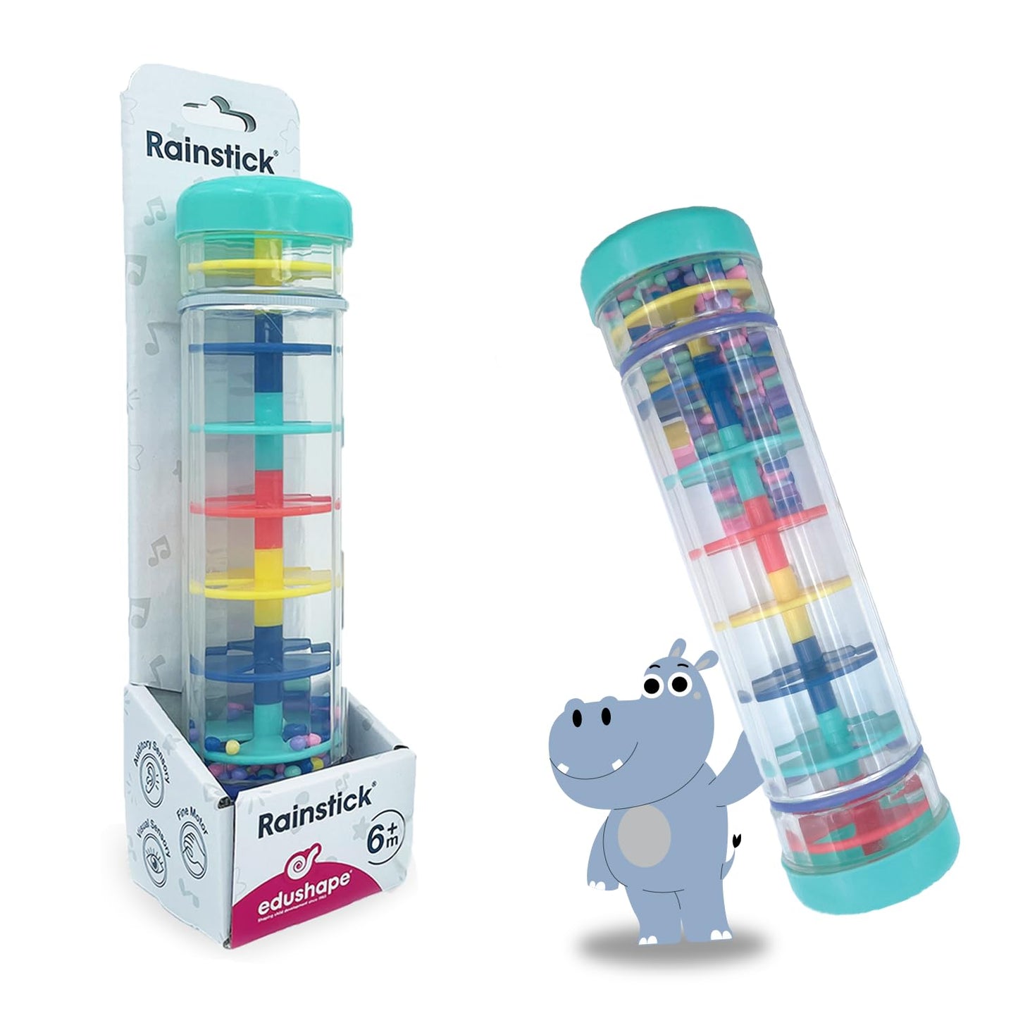 Edushape Rainstick 8 Inch - Rainmaker Toy For Babies, Sensory Tubes Musical Instrument - Rain Stick Baby Toy For Soothing Rain Sounds, Perfect Tummy Time Toys, Engaging Toddler Sensory Play