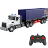 CALEST Remote Control Semi Truck with Trailer -24 Inch Semi Truck Toy for Kids,1:24 Container Truck with LED Lights & Music, Gre
