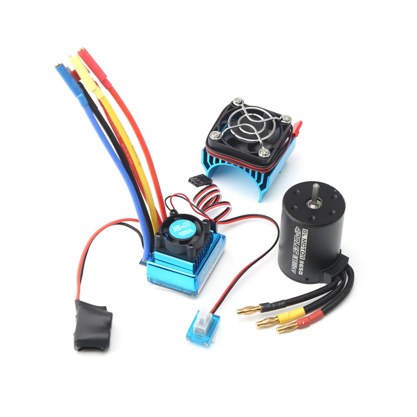 GoolRC 3650 Brushless Motor 3100KV with 45A Brushless ESC HeatSink for 1/8 1/10 RC Car RC Boat Part RC Car Motor