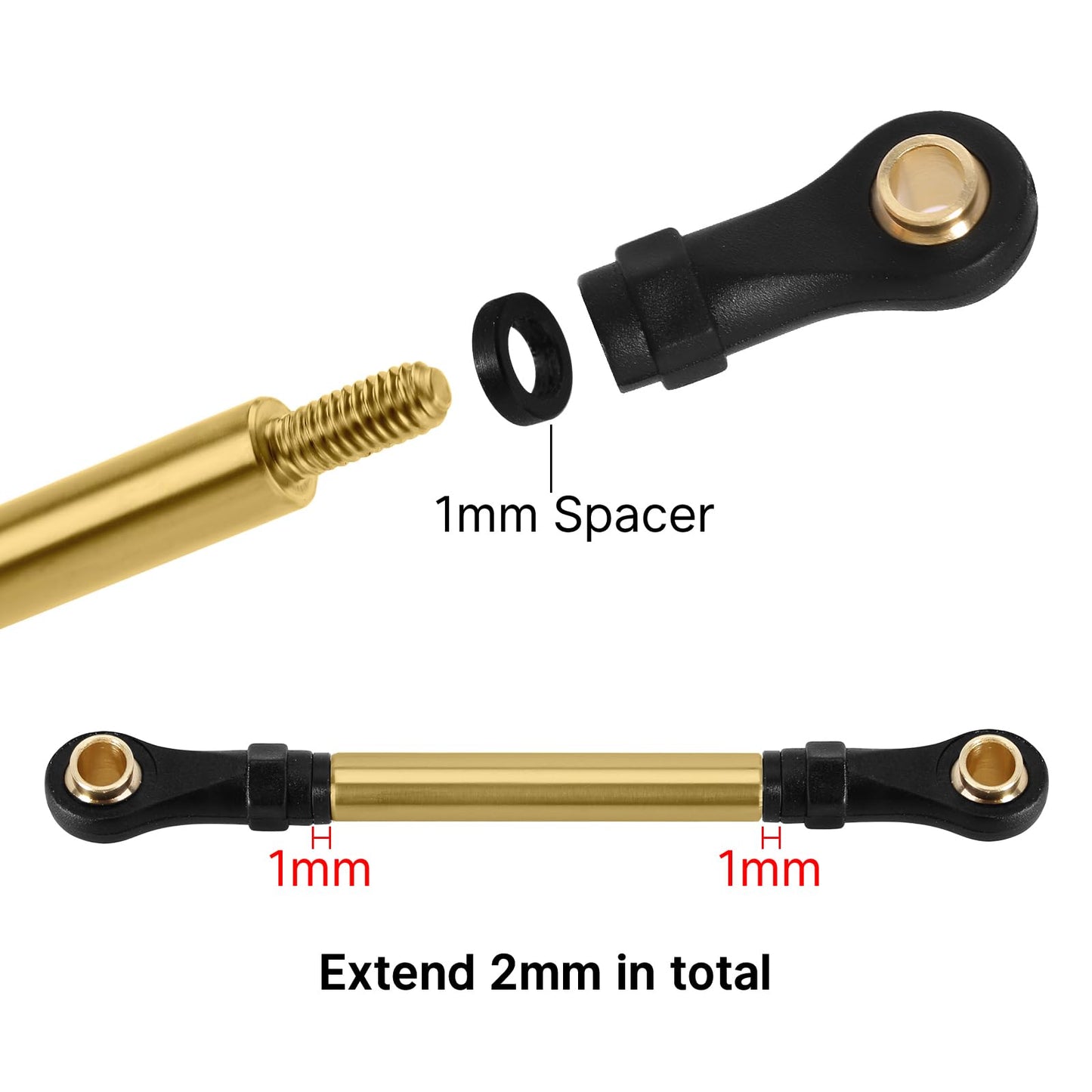 INJORA 8PCS Brass High Clearance Links Set for 1/18 RC Crawler TRX4M High Trail K10 F150, 43g/Set