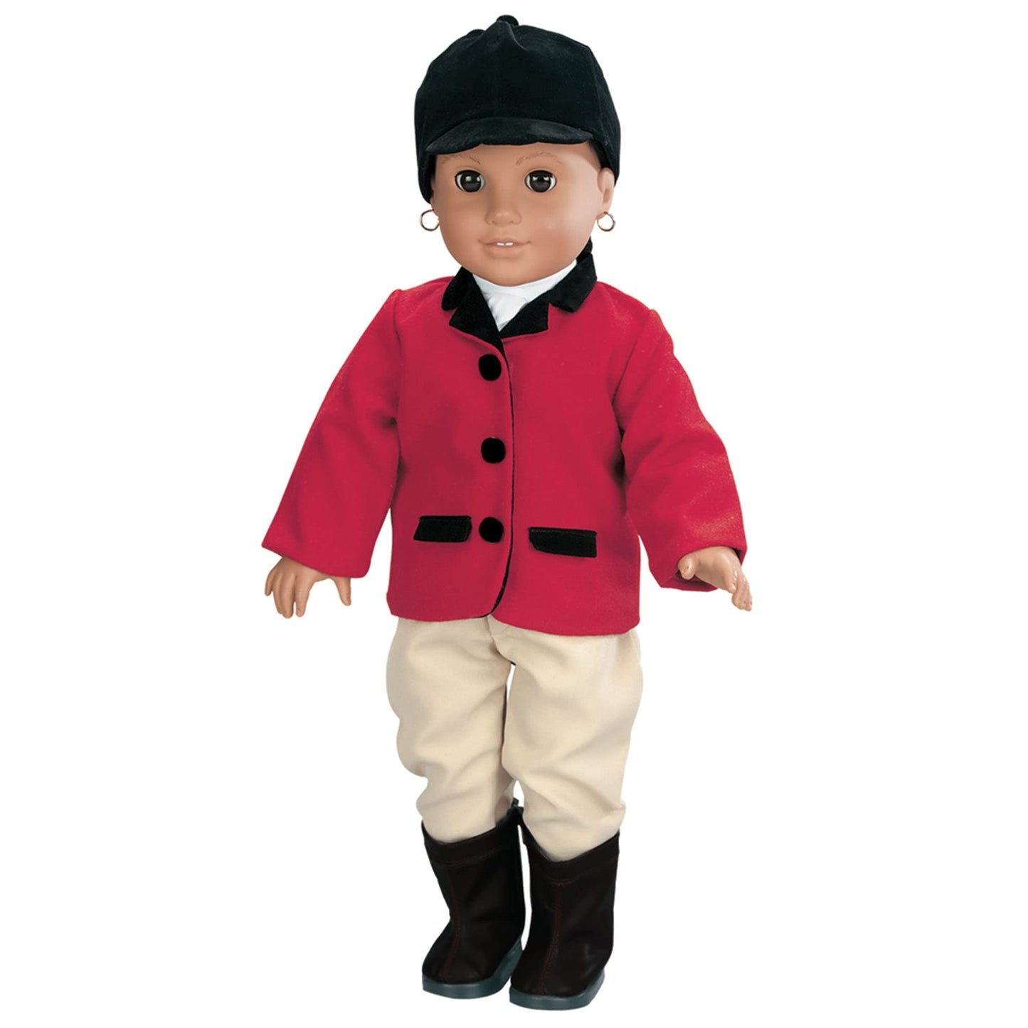 Sophia'S 18' Doll 5 Pc. Equestrian Outfit With Red Riding Jacket, White Dickie Blouse, Tan Jodhpurs Pants, Black Cap And Boots