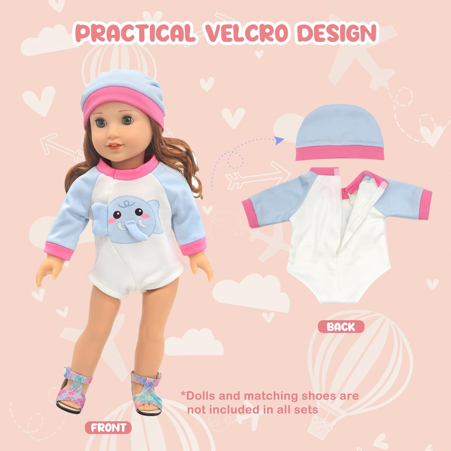 Dc-Beautiful 8 Pcs Dolls Clothes And Accessories For 18 Inch American Doll, Total 4 Complete Set Of Doll Clothing, Including Doll Outfit Dress Jumpsuit Hat Hairband
