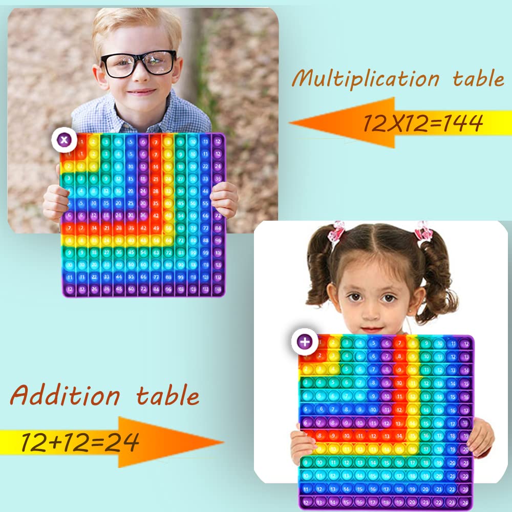 2 In 1 Multiplication Table And Digital Addition Table P0Pp Math Toy, Dk-Simina Rainbow Dimple Fingertip Toy, Multiplication Table Math Manipulation Game, Create Various Math Operations (1 Pcs)