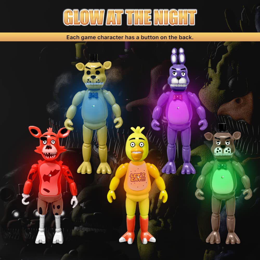 Lasama Action Figures Set, 5 Pcs Game Figures Toys With Light, Movable Toys Dolls With Light, Collectible Gifts And Cake Toppers