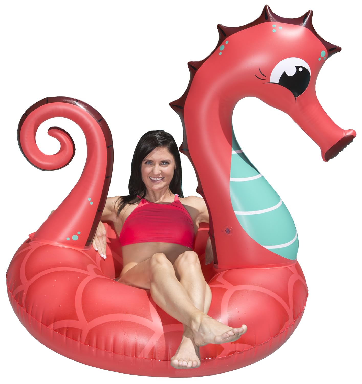 Poolmaster 48-Inch Inflatable Swimming Pool Party Float, Seahorse, Coral