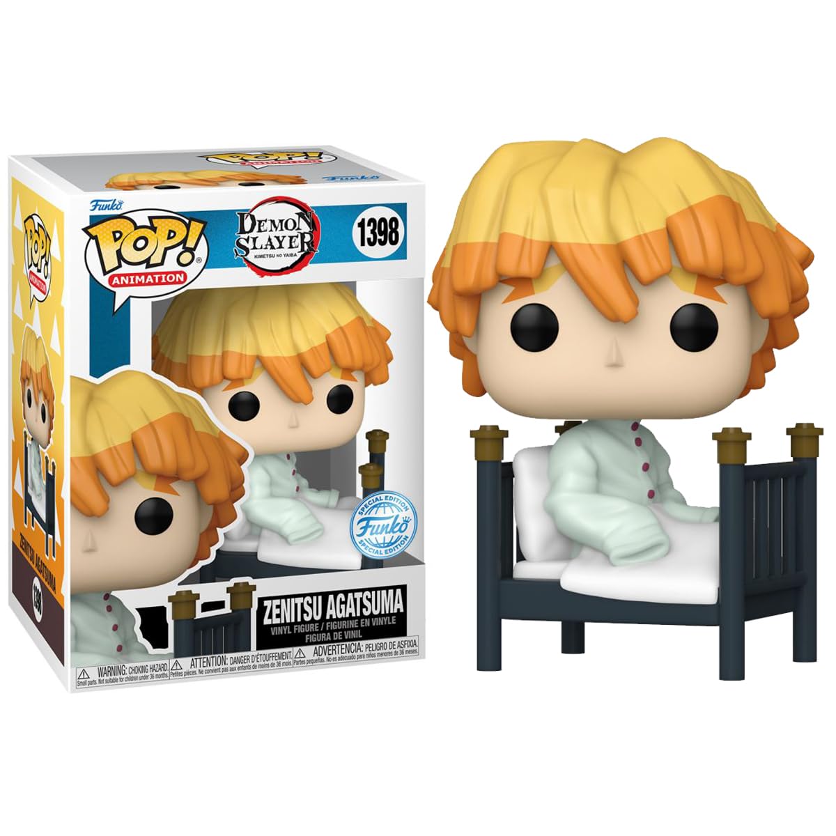 Funko Pop! Animation: Demon Slayer - Exclusive Multicolor Vinyl Figure (Zenitsu Se White Pajamas #1398)