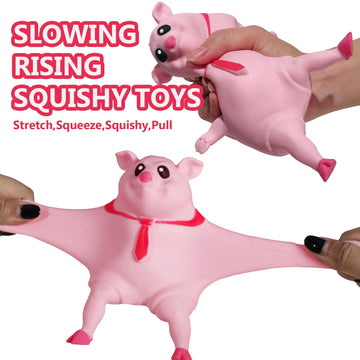 Cute Squishy Pig For Kids And Adults - 2Pack Of Sensory Stress Relief Pig Squeeze Toys To Anxiety, Funny Stretch Animal Splat To