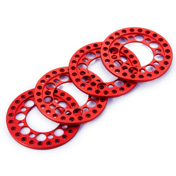 RCLIONS 4pcs Aluminum 1.9inch RC Beadlock Wheel Rim Replacement Ring for 1:10 Crawler RC Car 1.9'' Wheels/Rims (Red)