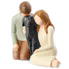 Hensonever Couple With Black Dog Figurines Ornaments, We Are A Family Black Dog Memorials Statues For Dog Lovers