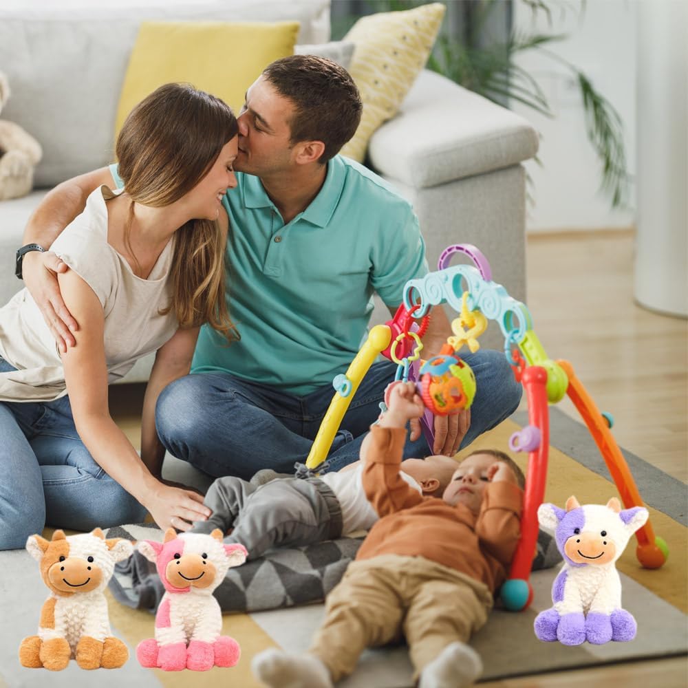 YUKOUQIAN 9-Inch Purple Cow Plush Stuffed Animal Doll Toy for Kids - Cute Sitting Cow Ideal Gift for Girls and Boys