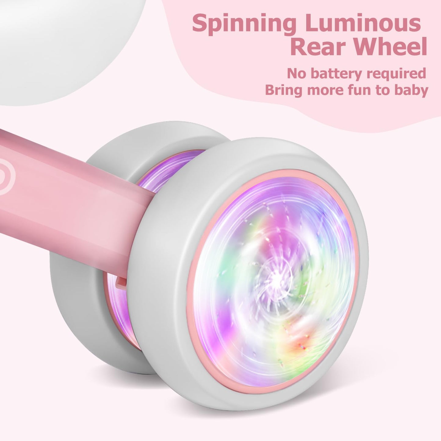 Gnayuij Colorful Lighting Baby Balance Bike For 1 Year Old Girl Gifts, 12-24Months Kids Toys Toddler 1St Birthday Gifts,No Pedal