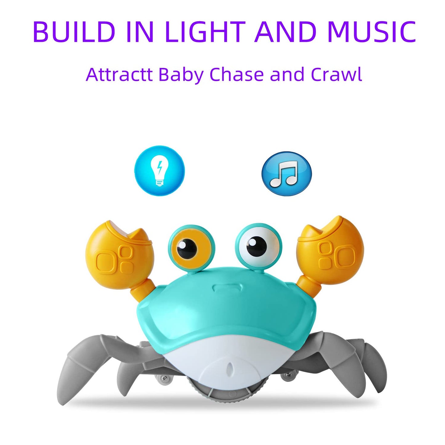 Feelguy Crawling Crab Baby Toy Fantastic Creatures Toys Infant Sensory Tummy Time Toys 3 4 5 6 7 8 9 10 11 12 Babies Boy Girl Learning Crawl 3-6 6-12 Walking Toddler Gifts For 36 Months Old (Green)