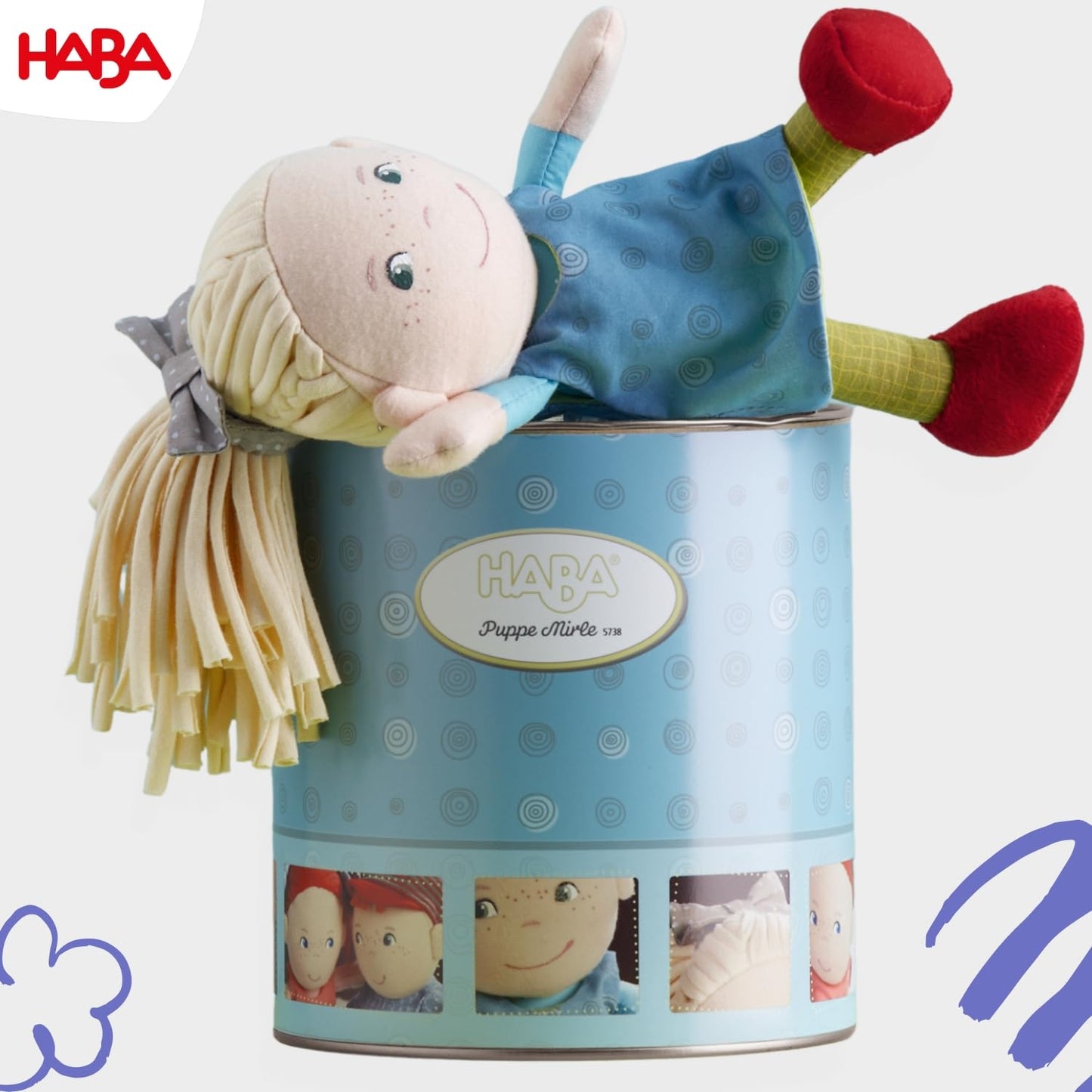 Haba Soft Doll Mirle 8' - First Baby Doll With Blonde Pony Tail For Ages 6 Months +