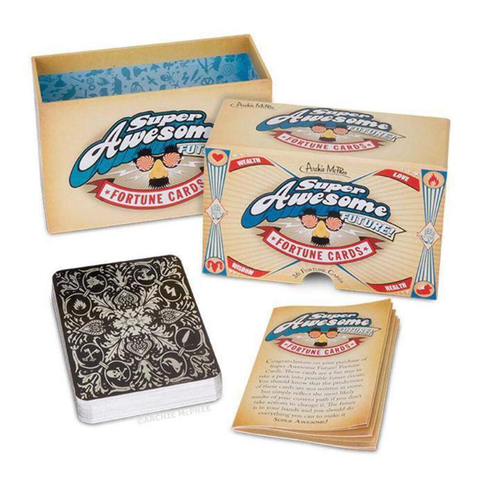 Mcphee Archie Super Awesome Future! Fortune Cards - Oversized - 3 X 4.75 Inch - Cat Lady, Zombies, Blender And More Cards - Modern Illustrations - Novelty Toys (36Pc Set)