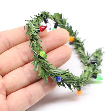Miniature Christmas Garland, Christmas Lights, Miniature Christmas Tree Lights, Artificial Pine Wired Roping With Colored Bulbs
