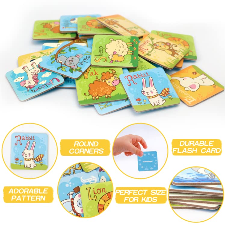 Aluabi Animal Letter Memory Game Abc Learning For Toddlers, Fun Matching Game, Educational Toys For Kids, Preschool Learning Toys And Alphabet Flash Cards For Boys & Girls Age 4 To 8