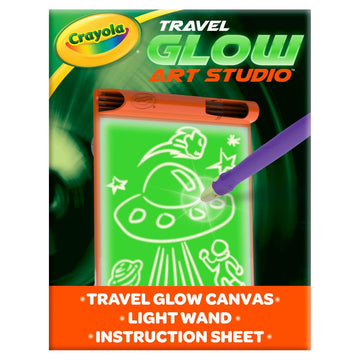 Crayola Travel Glow Art Studio - Glow in the Dark Toys for Kids, Assorted Colors, 8.5 x 10 inches, Ages 6-9, Model 042505