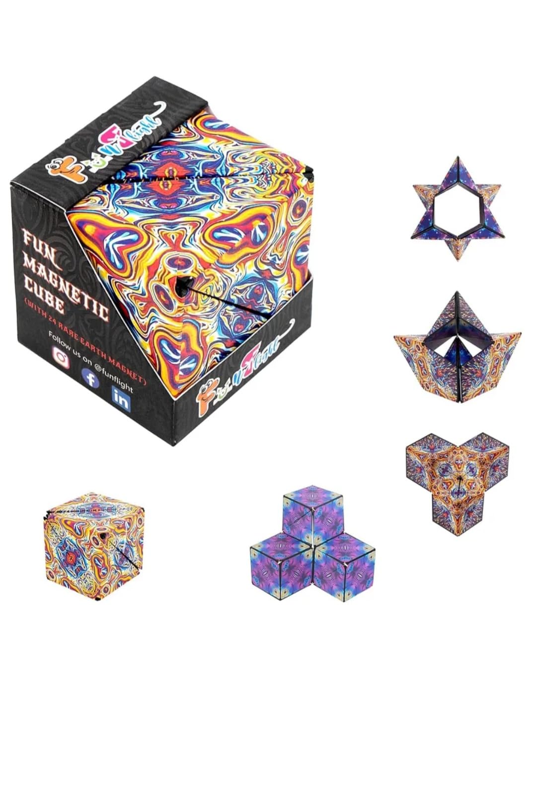 Toytastic Shape Shifting Box - Award-Winning Fidget Toy W/ 36 Rare Earth Magnets - Fidget Cube Transforms Into Over 100 Shapes,