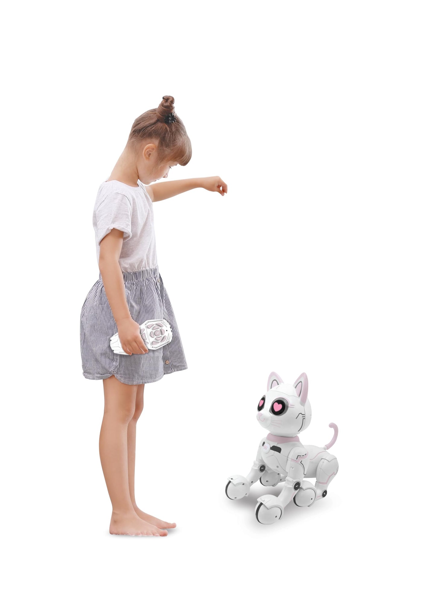 Lexibook - Power Kitty® - Remote Control Robot Cat, Programmable Smart Robot, Light, Sound, White/Pink - Kitty01