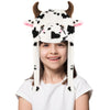 Funny Plush Animal Hat with Ear Flaps, Soft Fleece Hats Cute Bunny Cap for Kids Women Girls Cosplay Party (Cow) Multi-Colored