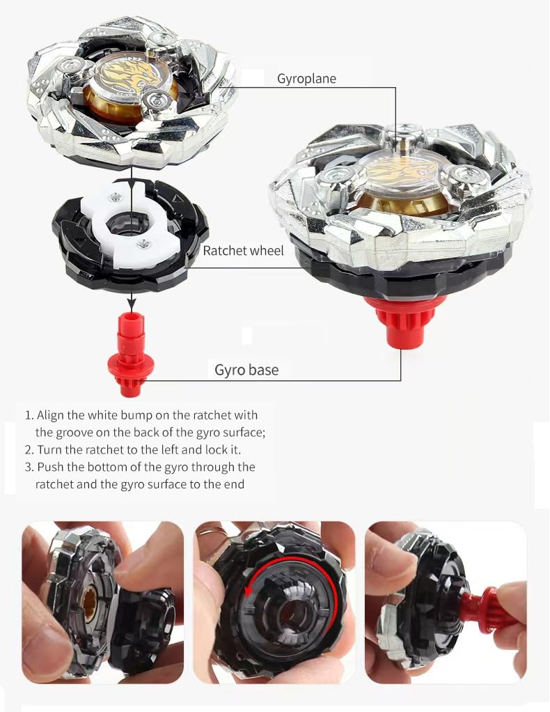 MUSTYBELT Bey Battling Set, GyroTops Burst Blade Toy, Ages 8-12+, ABS Material, Includes 12 Spinning Tops, Model 158-16