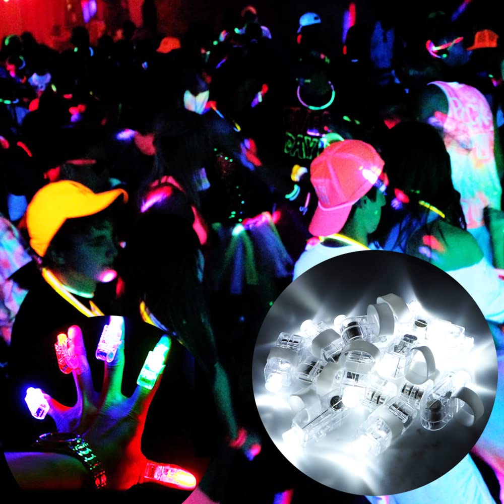 Novelty Place Led Party Finger Lights - Led Finger Flashlight For Kids And Adults - Light Up Finger Ring Toys For Halloween Party, Raves, Concert Shows (40Pcs, White)