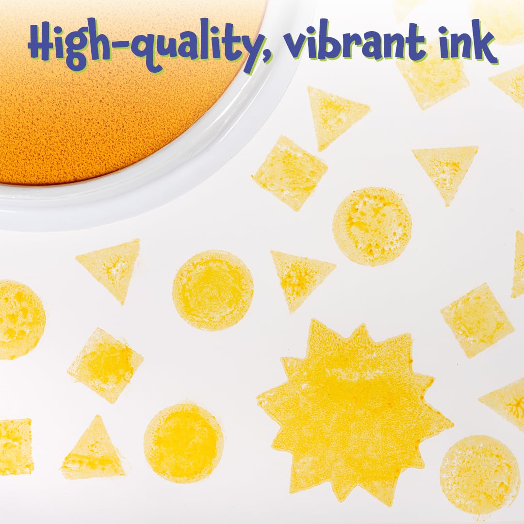 Ready 2 Learn Jumbo Circular Washable Stamp Pad - Yellow - 5.75' Dia. - Non-Toxic - Fade Resistant - Ideal Size For Handprints And Footprints