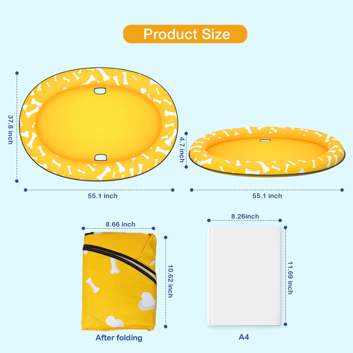 Pet Soft Dog Float Raft - Inflatable Dog Swimming Float For Summer (Bone Yellow)