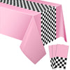 Irenare Car Birthday Party Supplies Racing Decorations 50S Party Tablecloth Racetrack Table Runner Table Covers For Kids Boy Car Theme Birthday Decor, 54 X 108 Inch(Pink,3 Sheets)