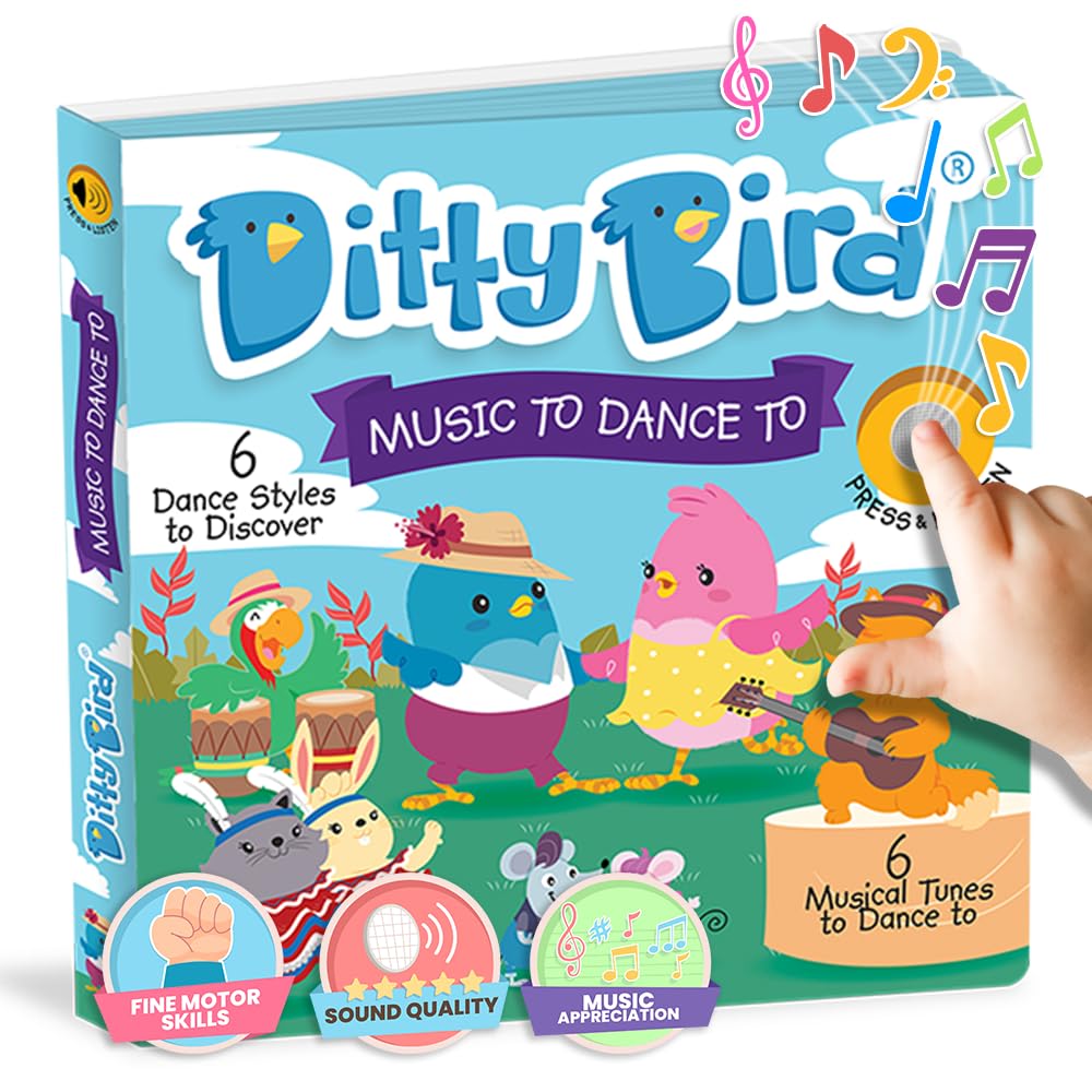 Ditty Bird Musical Books For Toddlers | Electronic Sound Book Dance Edition | Fun & Interactive Toddler Books For 1 Year Old To