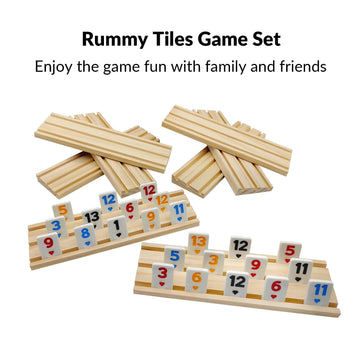 MIDOLITE Rummy Cube 8 Player Edition with 8 Wooden Racks, Rummy Cube Game with Case 8 Players with Portable Case 214 Tiles Rummy