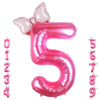 Kwuz 40 Inch Pink Number 5 Balloon with Mini Bow Balloon for Girls 5th Birthday Decorations, Pink Girl Princess Western Cowgirl