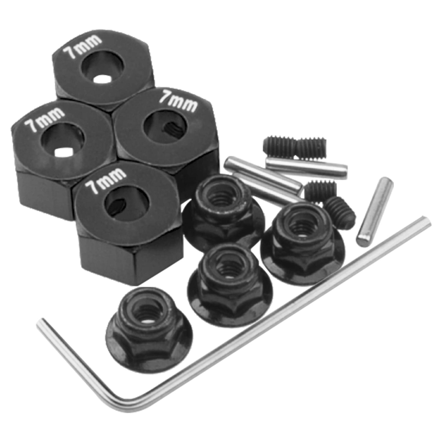 Vgoohobby Metal 12mm Hex Wheel Hubs 7mm Thick Drive Adapters with Flanged Lock Nuts Compatible with Traxxas 1/10 4WD Rustler Sla