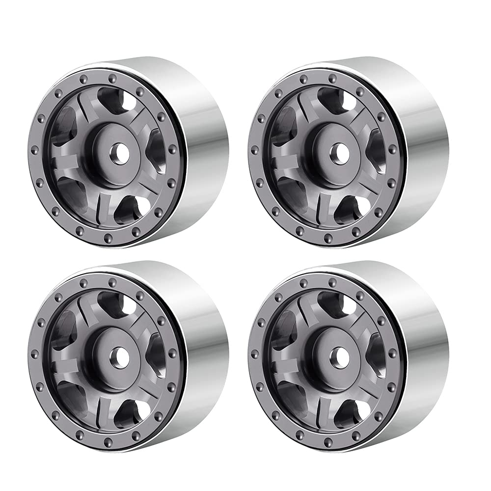 RCLIONS 4pcs Aluminum Alloy 1'' Micro Beadlock Wheels Rims for All 1/24 Scale Axial SCX24 RC Crawler Car Upgrades Accessories