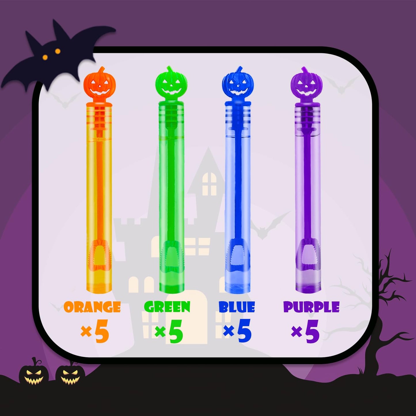 Kannove Halloween Mini Pumpkin Bubble Wands Toys Gifts For Kids 20 Pack,Small Halloween Basket Goodie Bag Stuffer Fillers Party