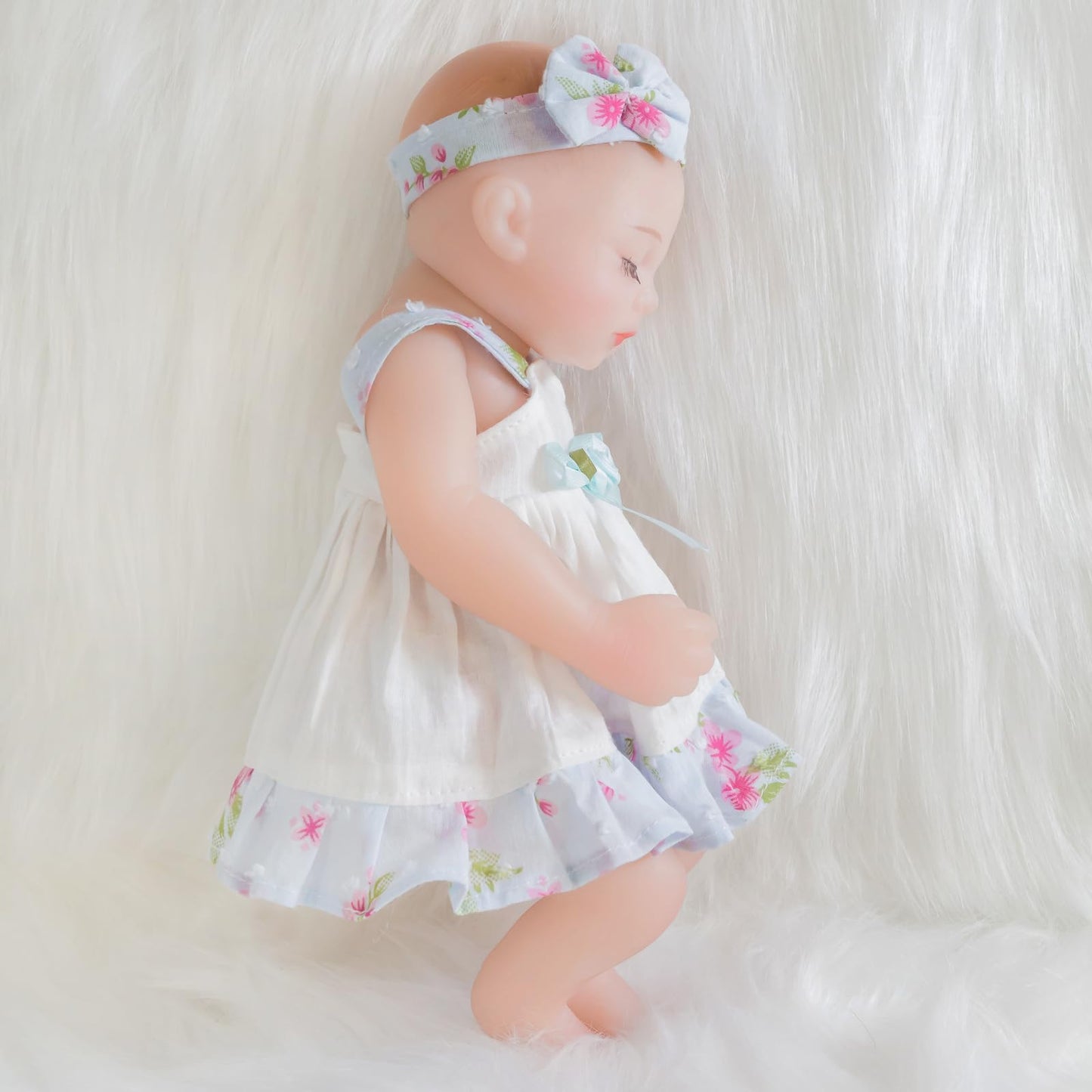 Ena Reborn Baby Doll Realistic Silicone Vinyl Baby 10 Inch Weighted Soft Body Lifelike Doll Gift Set For Ages 3+ (Slip Dress Girl, 10 Inch)