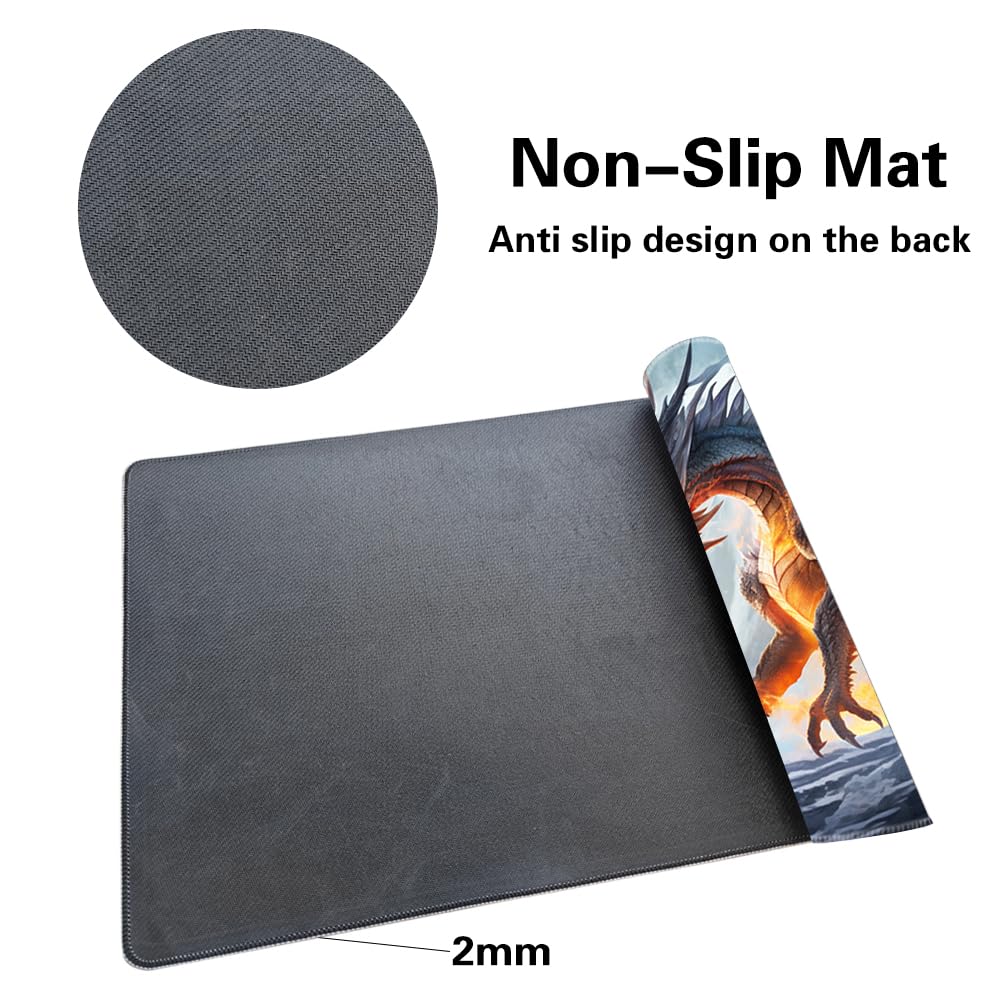 SIXTORE enhanced Board Game 24x14in MTG Playmat Compatible for OCG CCG RPG TCG Playmat (Ice and Fire)