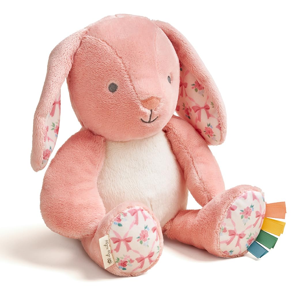 Itzy Ritzy Baby Plush Toy - Soft Stuffed Animal for Babies & Kids - Sensory Ribbons & Textured Fabrics for Tactile Play - Cozy &