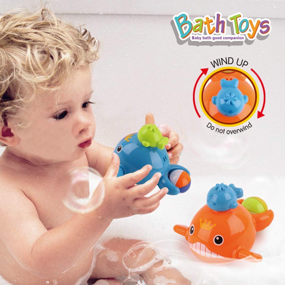 Dwi Dowellin Bath Toys Fishing Games Swimming Whales Bath Time Bathtub Toy For Toddlers Baby Kids Infant Fish Set Age 18Months And Up