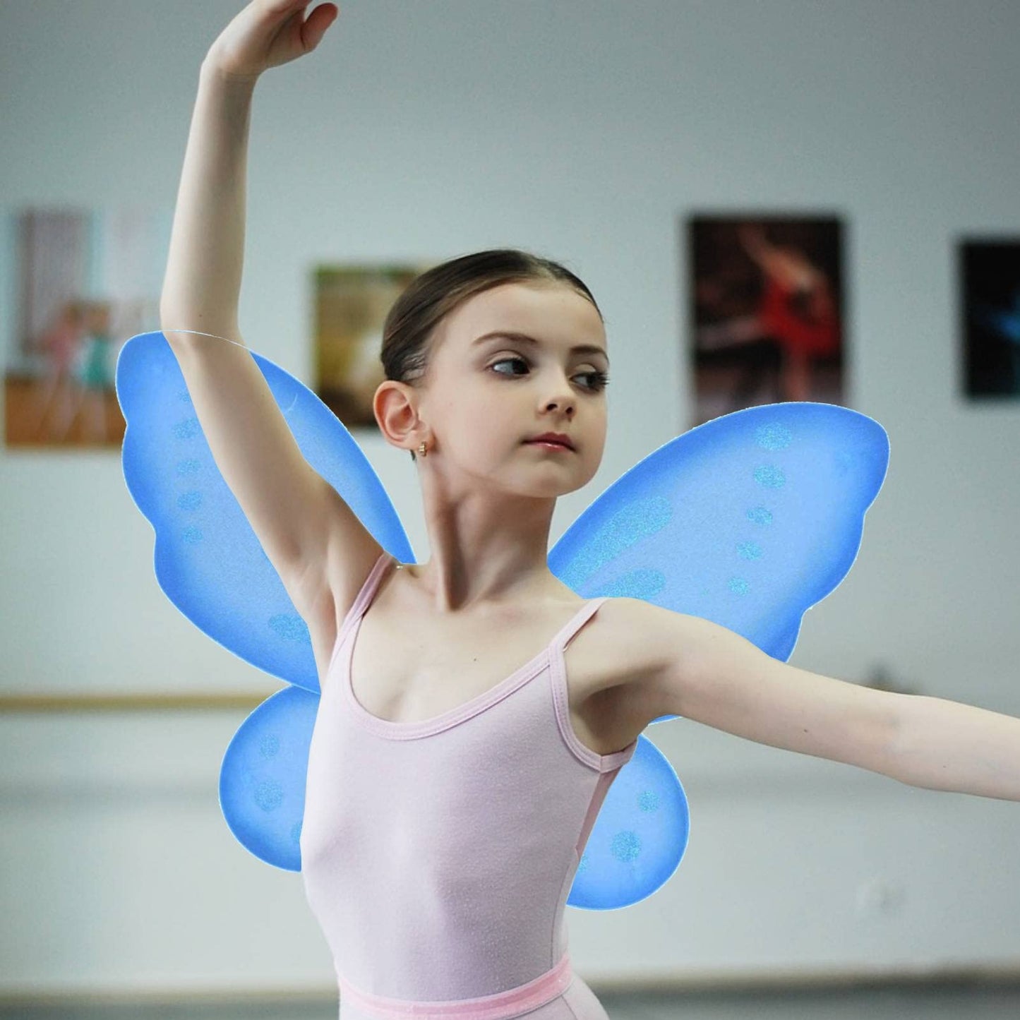 Nenmatte Fairy Girls Wings,Butterfly Wing Costumes For Birhday Party,Sparkle Angel Wings Halloween Costume Dress Up For Kids Women (Blue)