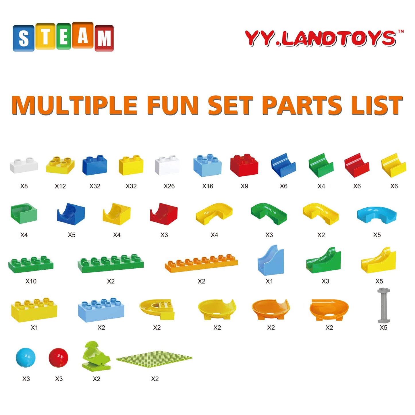 3In1 Marble Runs For Kids 4-8 Building Blocks/246Pcs Classic Big Blocks Toys Set Compatible With Duplo Lego Sets/Marble Maze Rac