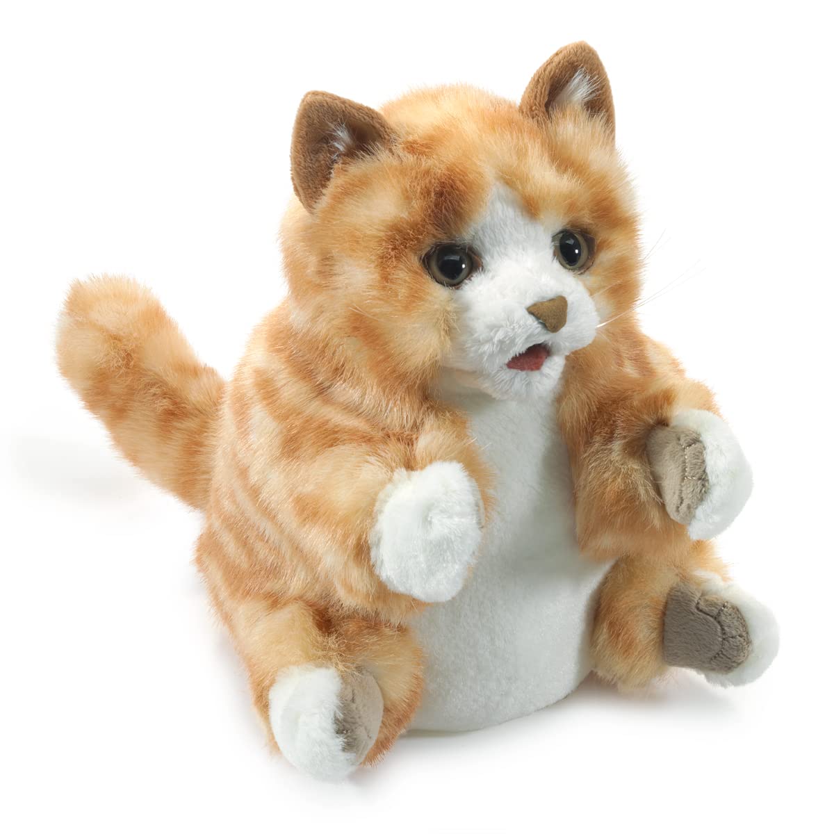 Folkmanis Orange Tabby Kitten Hand Puppet Orange, White, 1 Ea