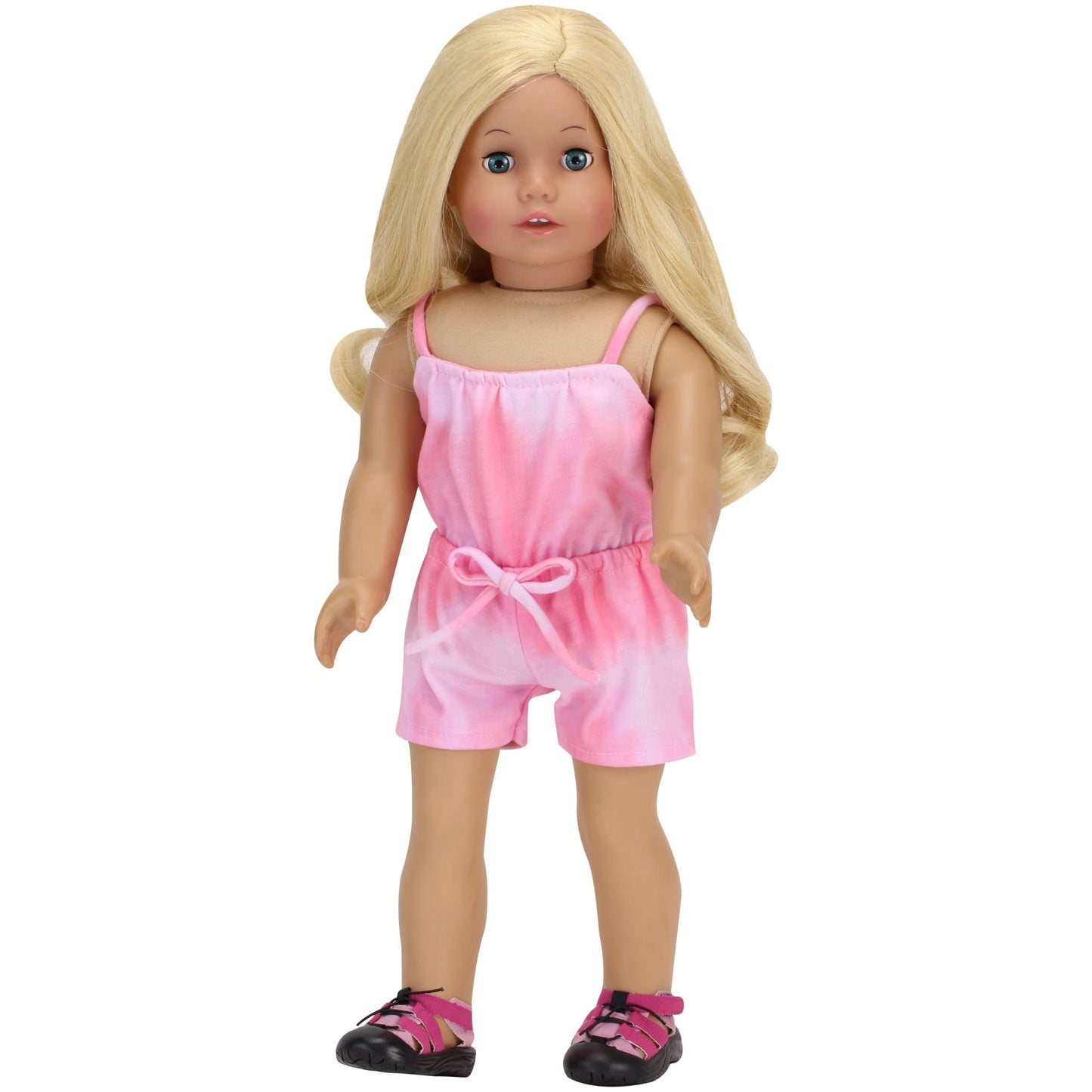 Sophia'S 18' Doll Pink Tie Dye Romper With Cinched Waist