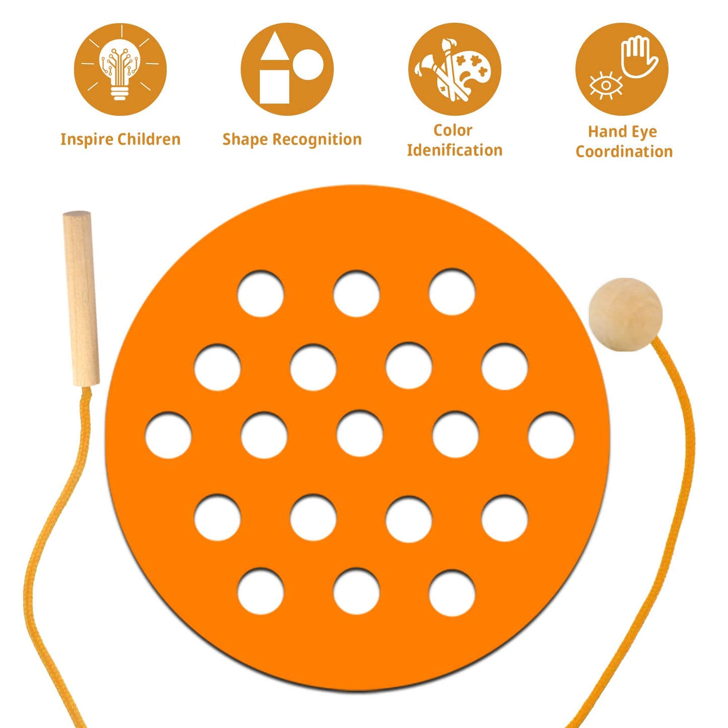 6 Pcs Lacing Toy Toddlers, Geometric Wooden Threading Toys, Educational And Learning Montessori Activity Baby And Kids, Fine Mot
