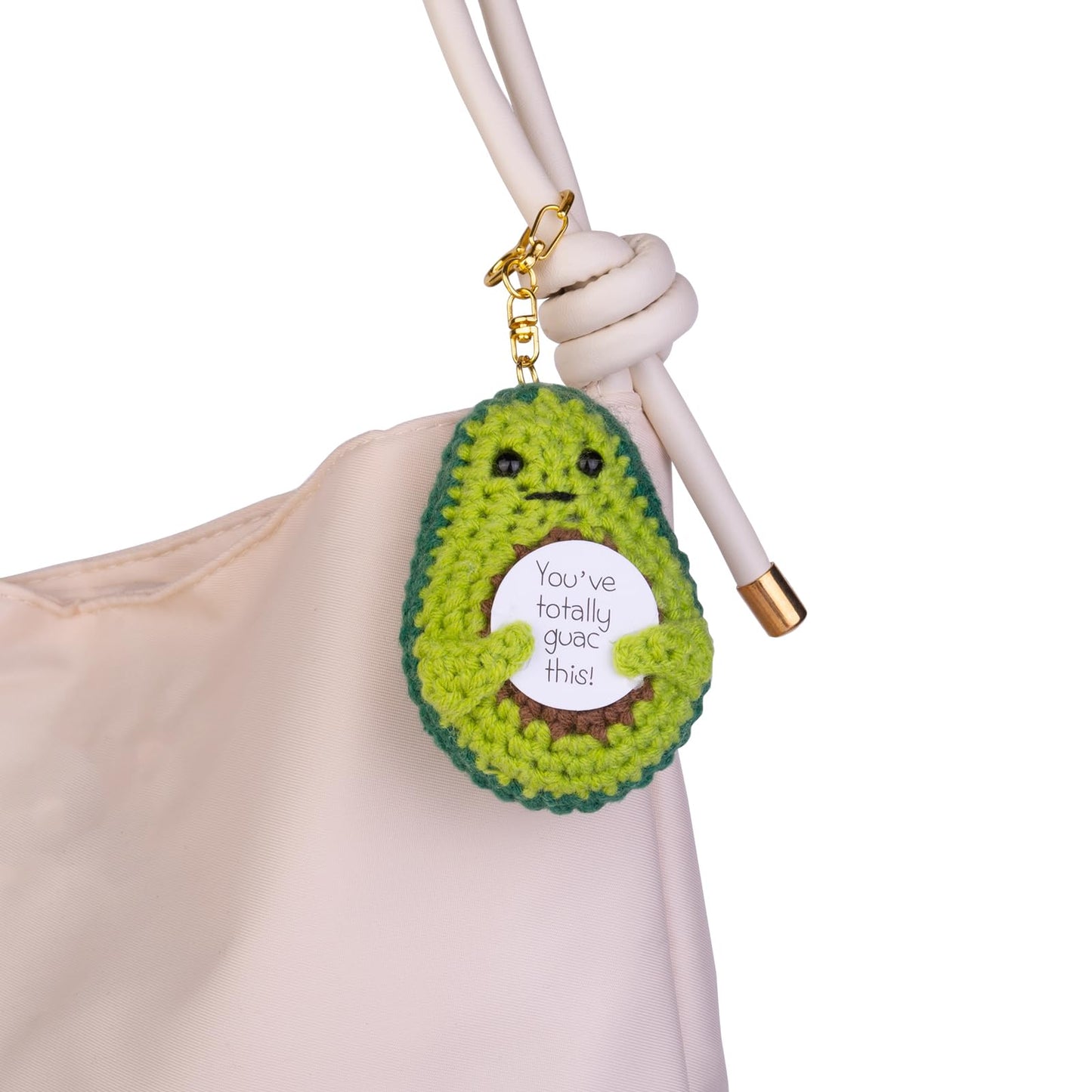 Mumyer Funny Positive Crochet Potato Keychain Handmade Emotional Support Knitted Wool Potato Doll Keychain Gift For Bag Charm(K5