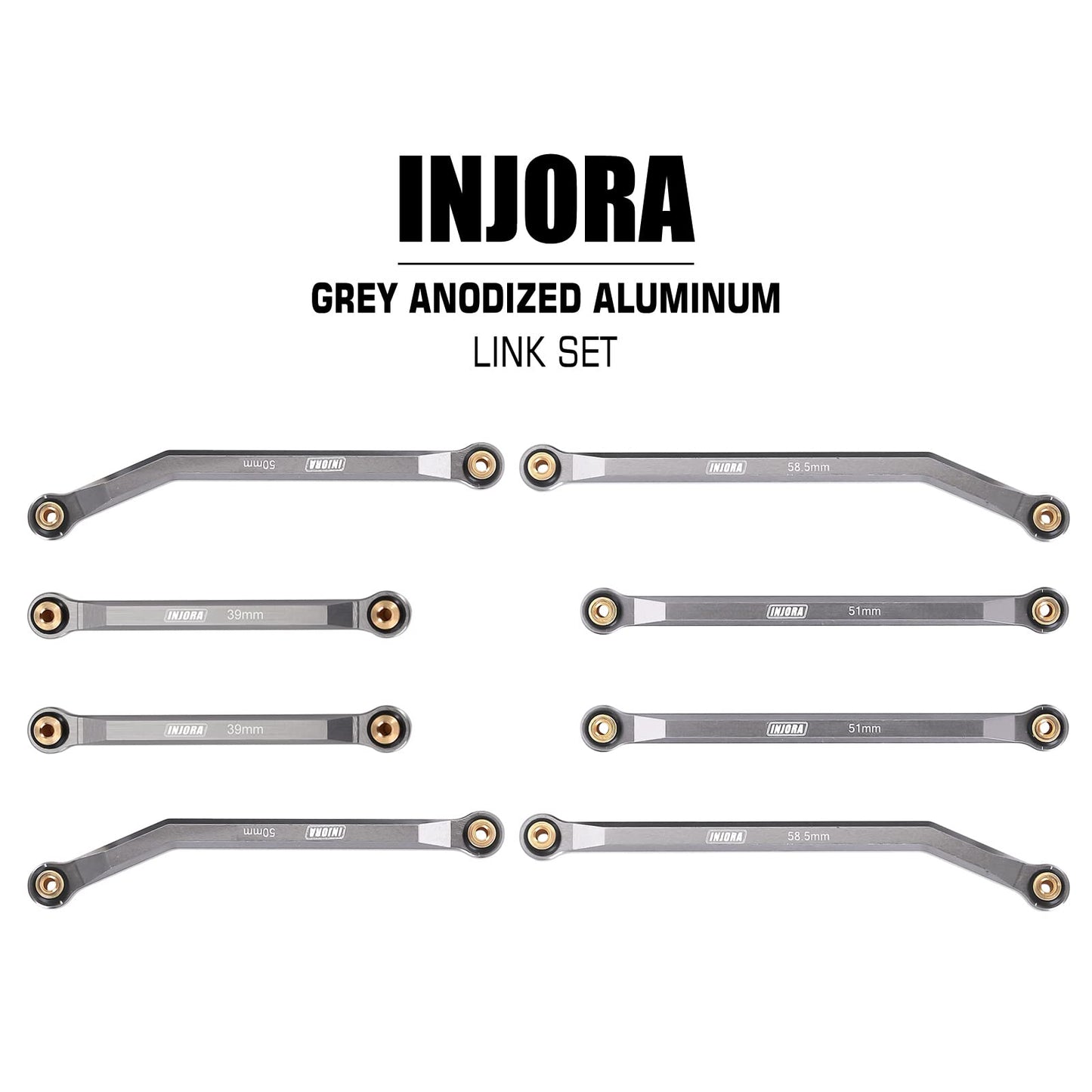 INJORA High Clearance Front 4 Links Set for SCX24 JLU AXI00002 C10 AXI00001 Bronco Axial 1/24 RC Crawler Car, 8PCS(Grey)