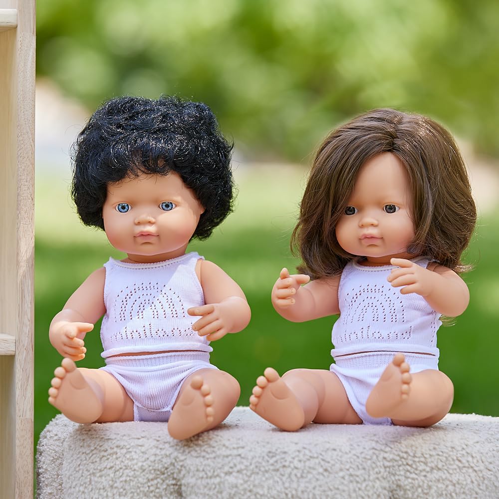 Miniland Doll 15'' Caucasian Brunette Girl (Box) - Made In Spain, Anatomically Correct, Quality