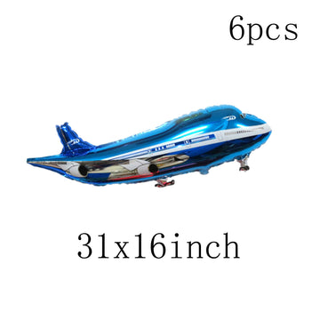 31Inch Large Airplane Blue Party Decoration Airplane Balloon Birthday Party Supplies (6Pcs Airplane)